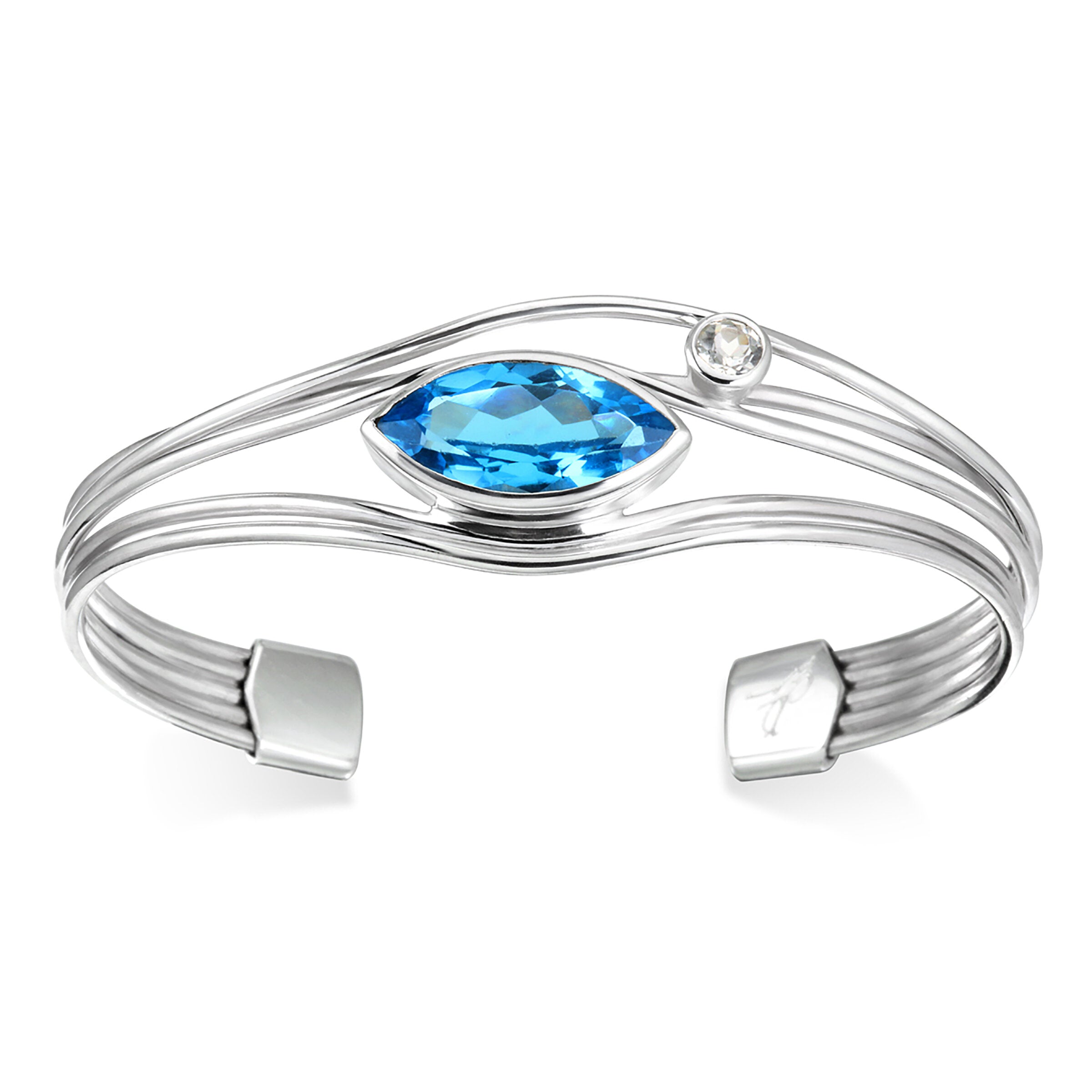 Silver & Blue Topaz Edge Bracelet