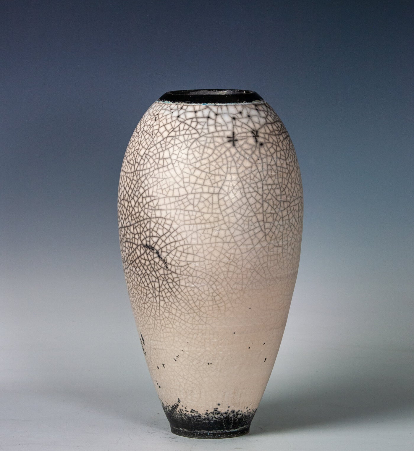 Ascent in Blue Naked Raku Vase