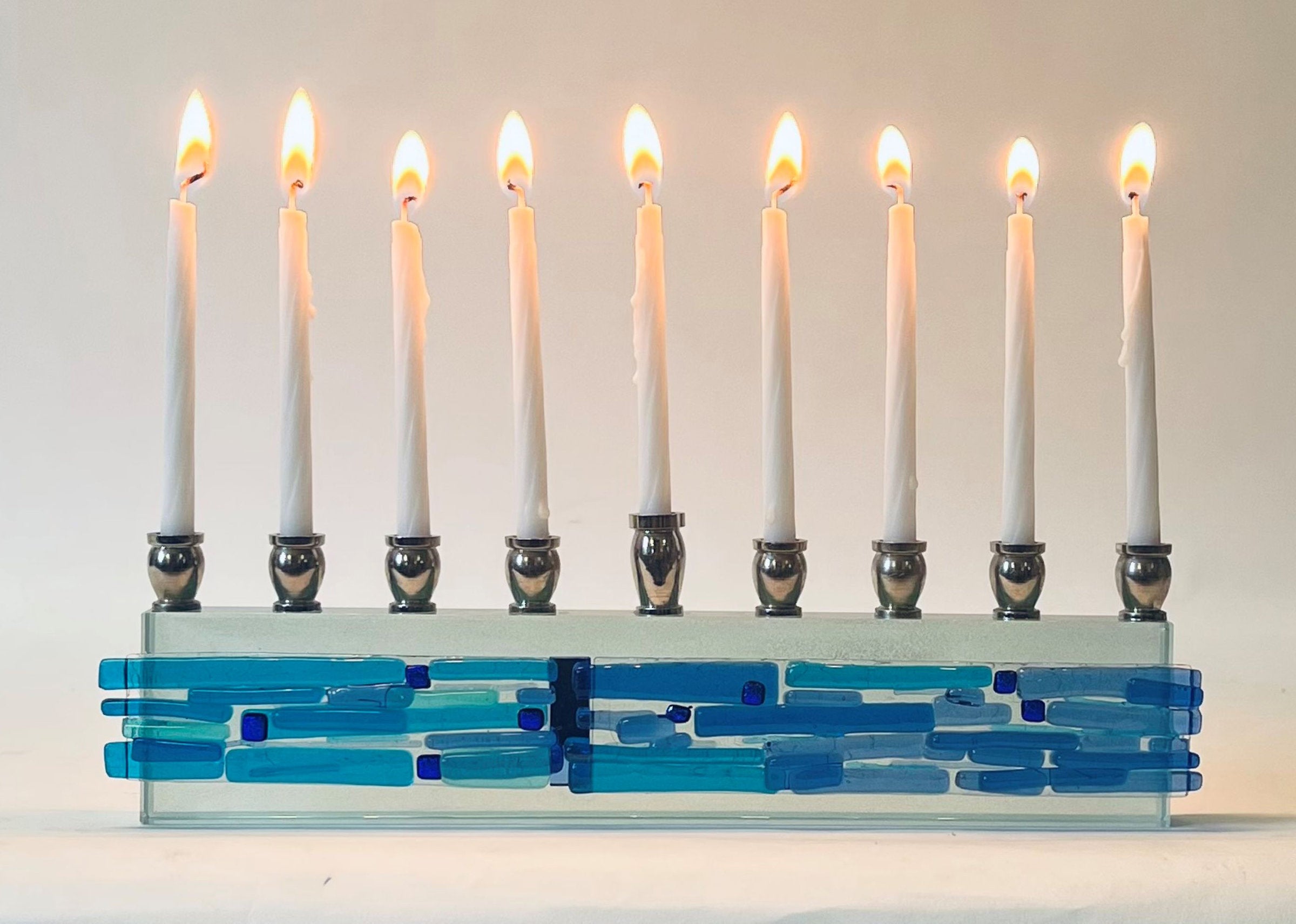 Parting of the Sea Blue Menorah