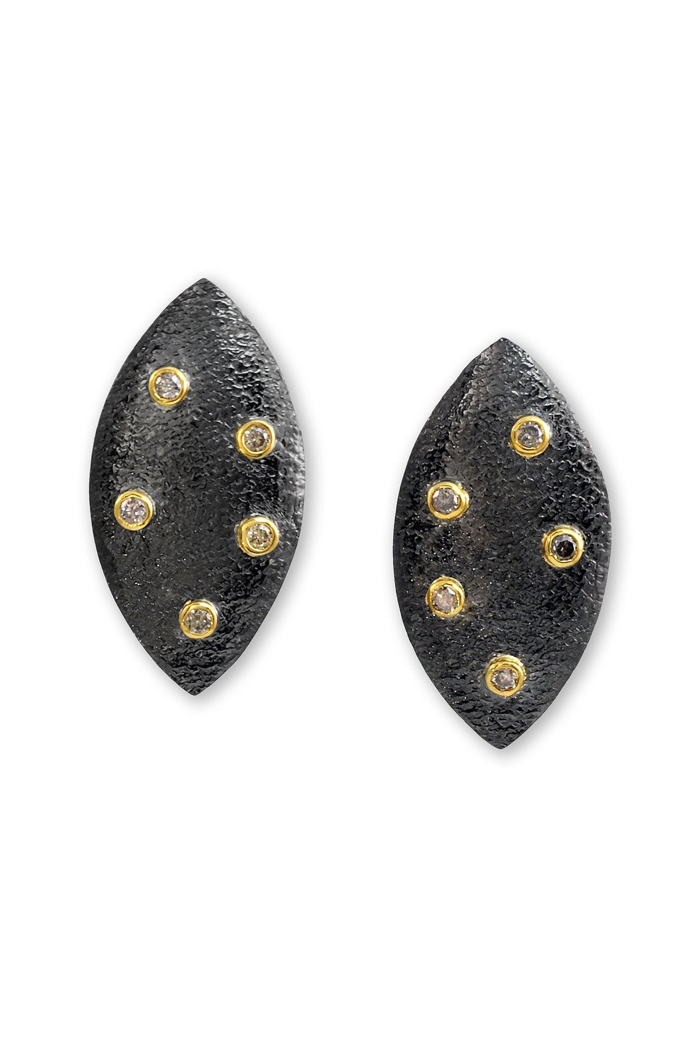 14k Black Rhodium Champagne Diamond Earrings