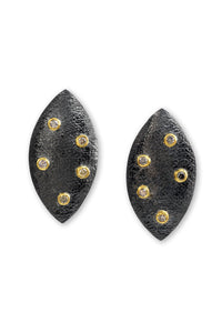 14k Black Rhodium Champagne Diamond Earrings