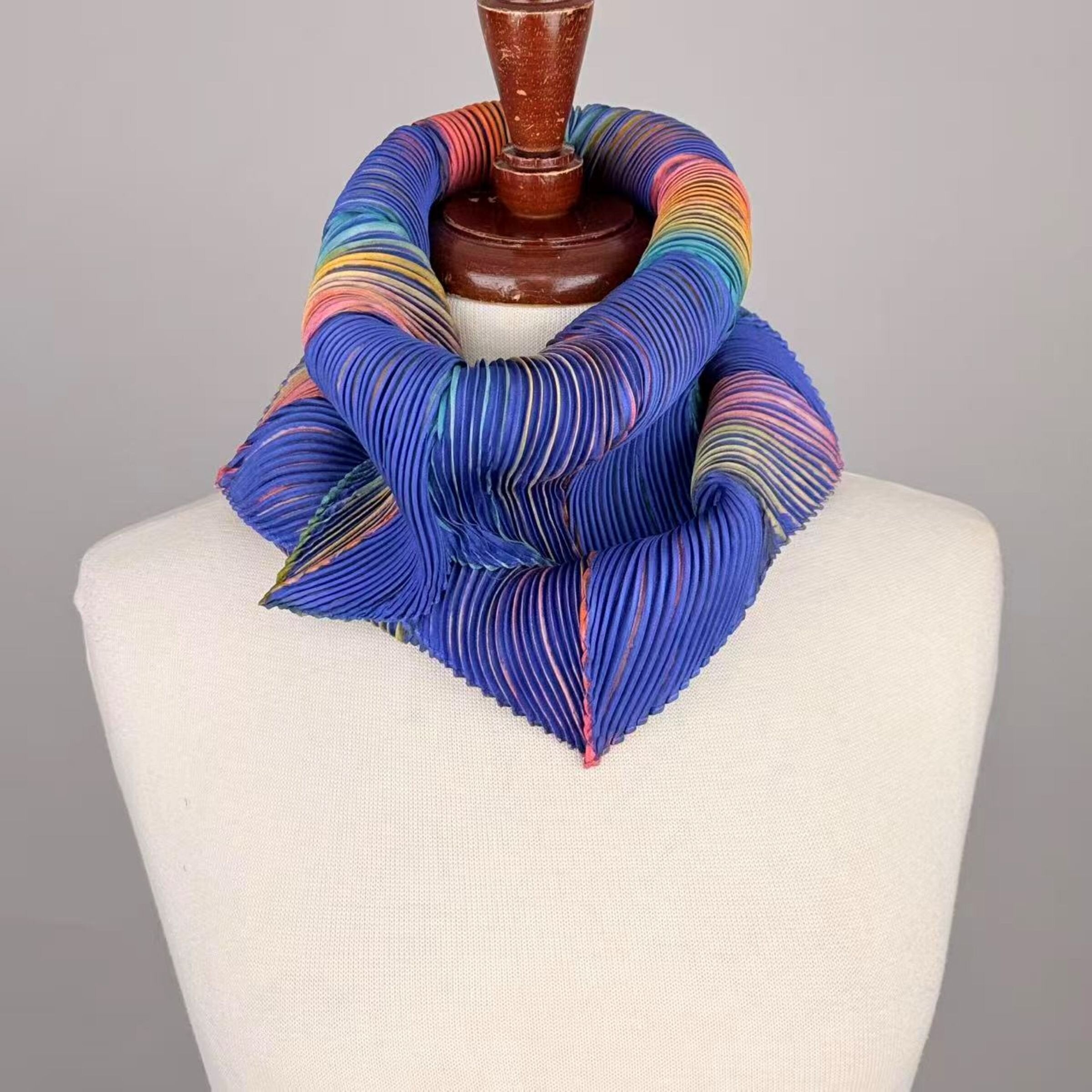 Pleated Silk Loop Scarf