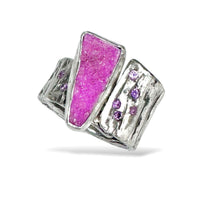Cobalto Calcite & Pink Sapphire Statement Ring