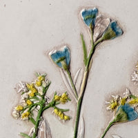 Yellow Sedum & Blue Delphinium Garden Flowers Tile