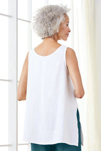 White, scoop neck worn in back
