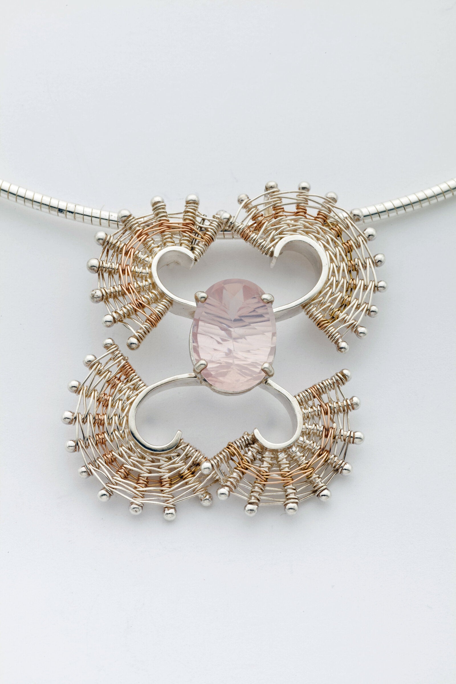 Oval Rose Quartz Fandango Pendant