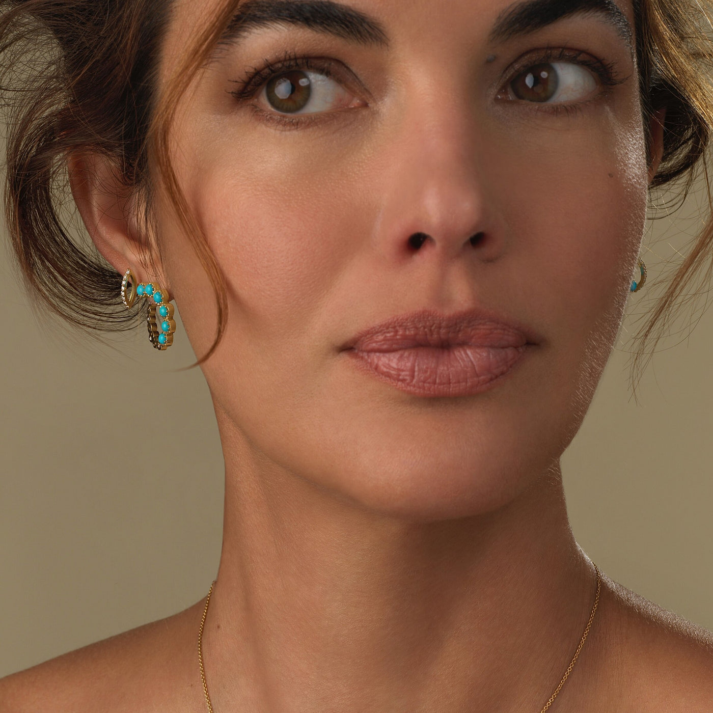 Small Sun, Moon & Turquoise Circle Earrings
