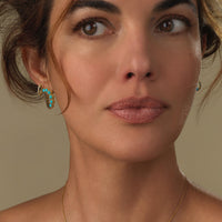Small Sun, Moon & Turquoise Circle Earrings
