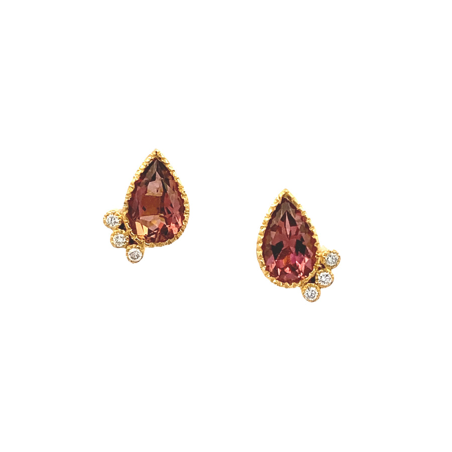 Aurora Tourmaline & Diamond Pear Earrings