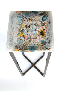 Sunset Coral Glass Table