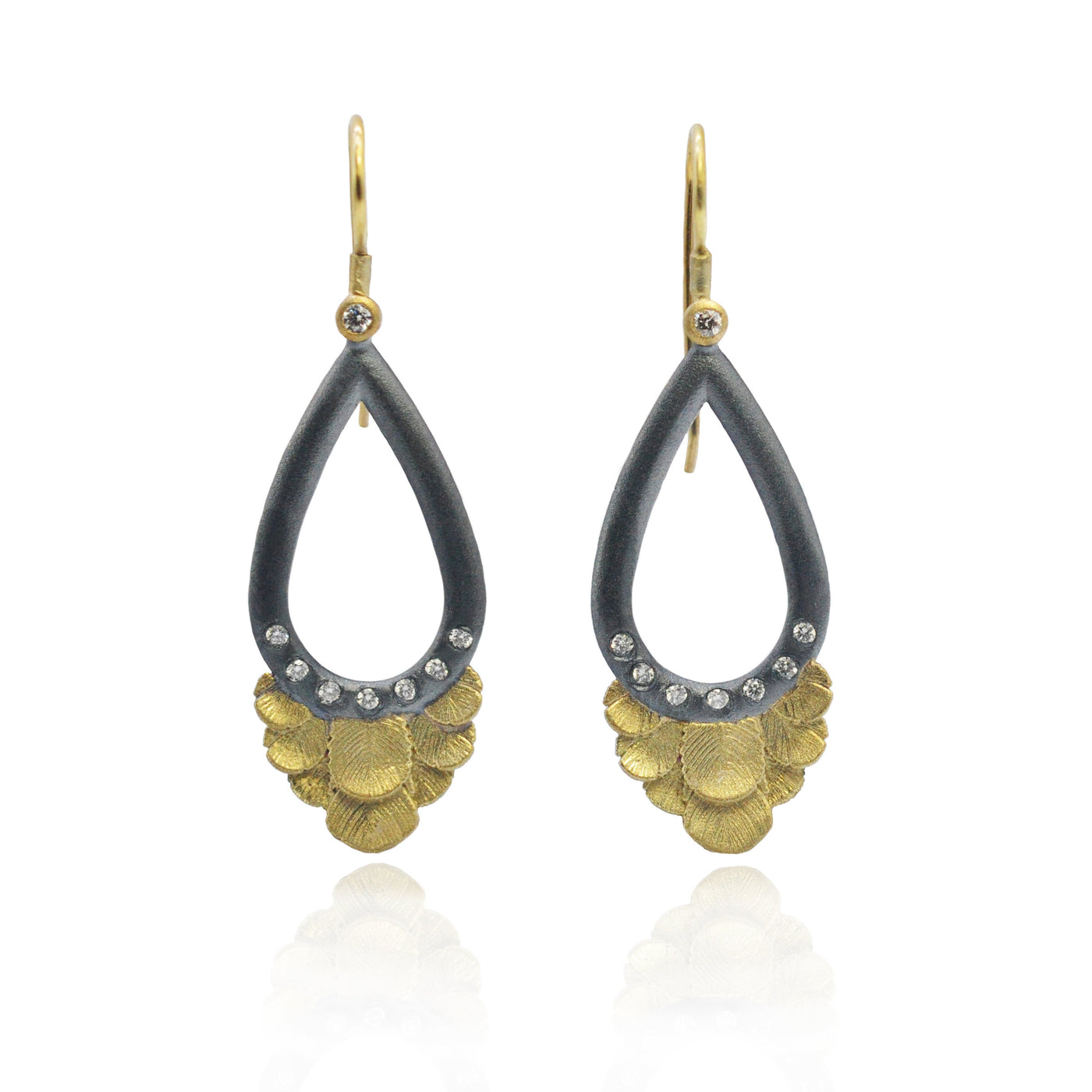 Peacock Feather Teardrop Hoop Earrings