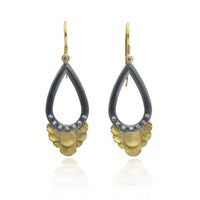 Peacock Feather Teardrop Hoop Earrings