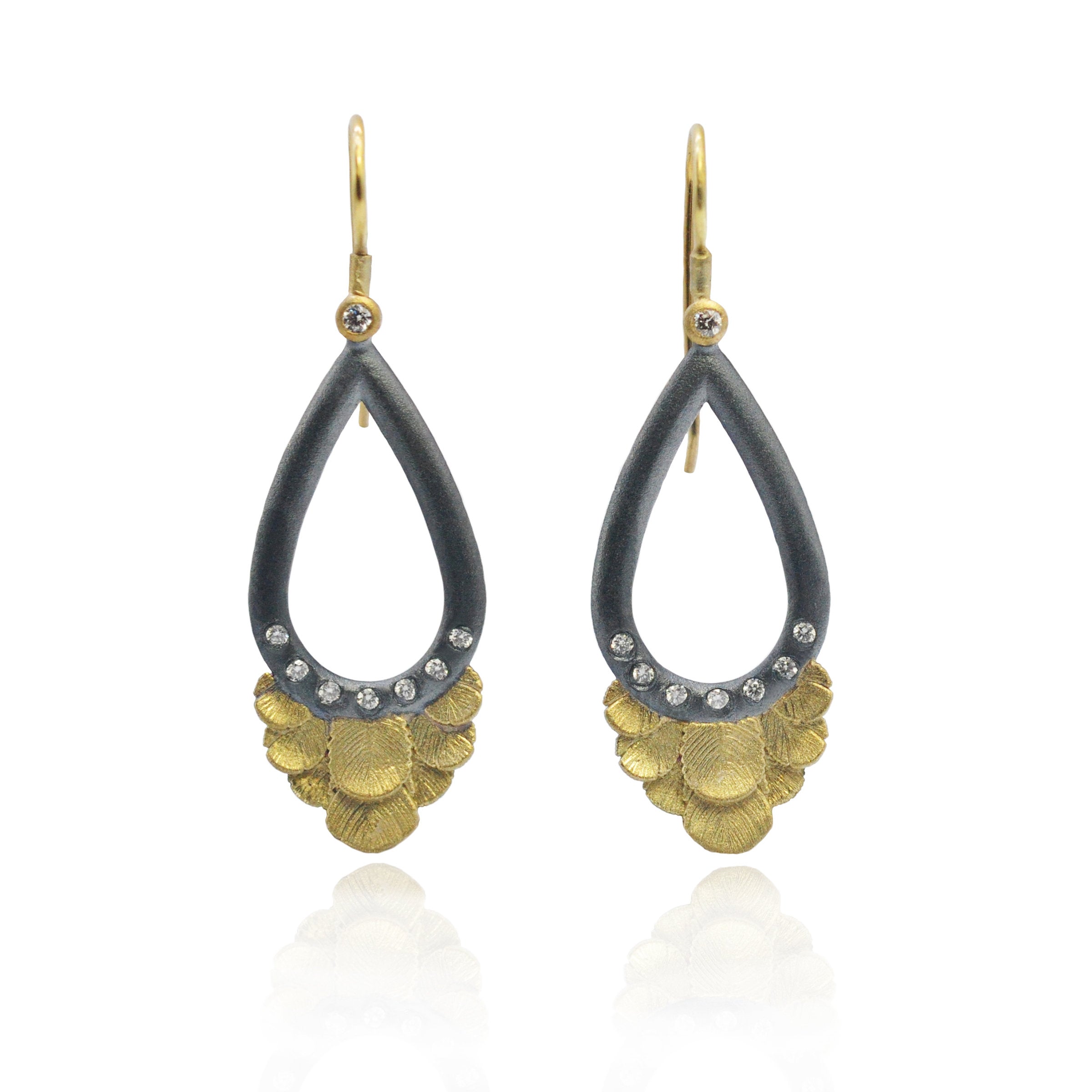 Peacock Feather Teardrop Hoop Earrings