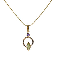 Peridot with Amethyst Accent & Gold Chain