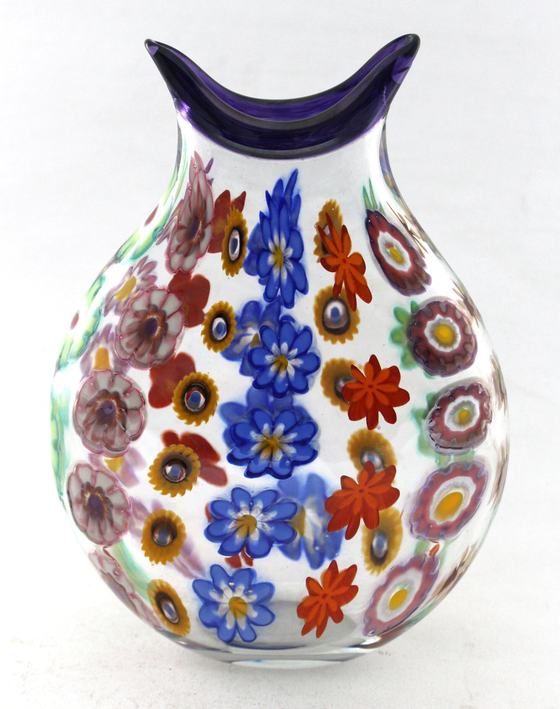 Small Impressionist's Garden Vase with Purple Trim