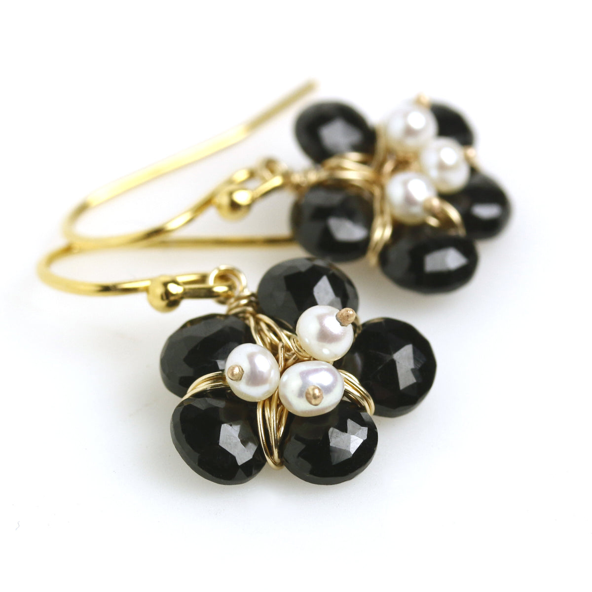 Black Tie Flower Earrings