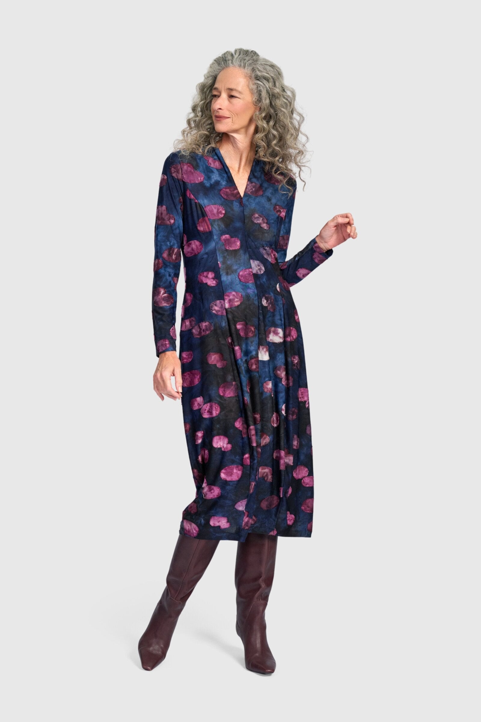 Midnight Dot V-Neck Dress