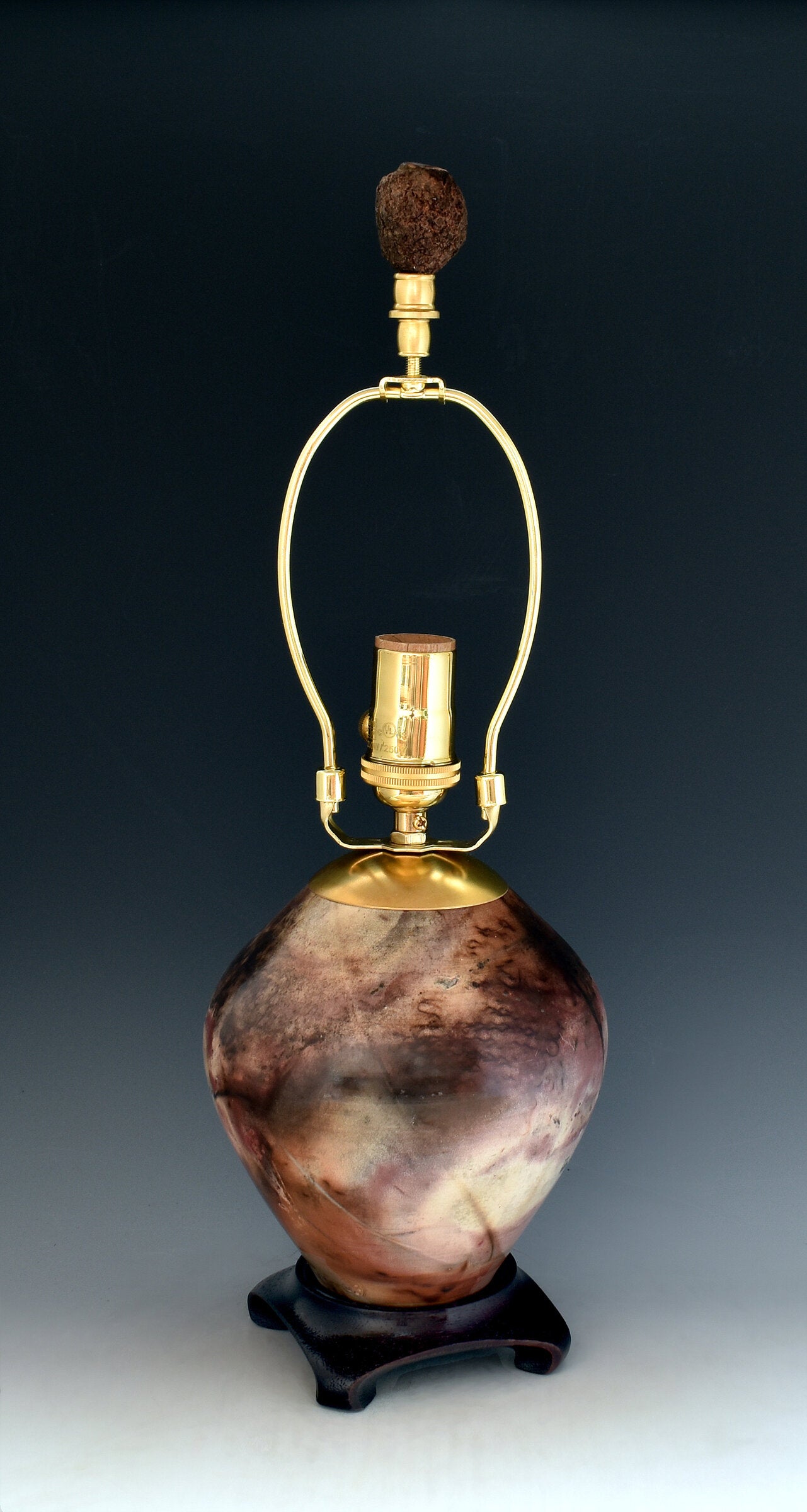 Saggar-Fired Table Lamp with Steel Tree Shade
