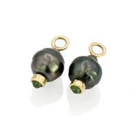 Double Pearl Charm Earrings on Peek-A-Boo Hoops