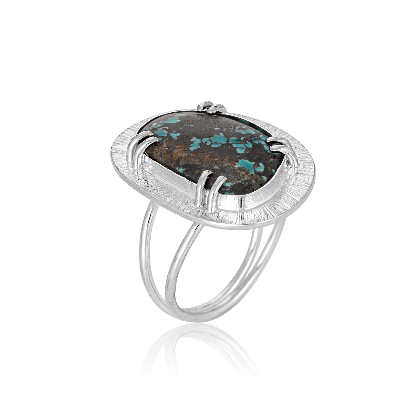 Turquoise Textured Frame Ring