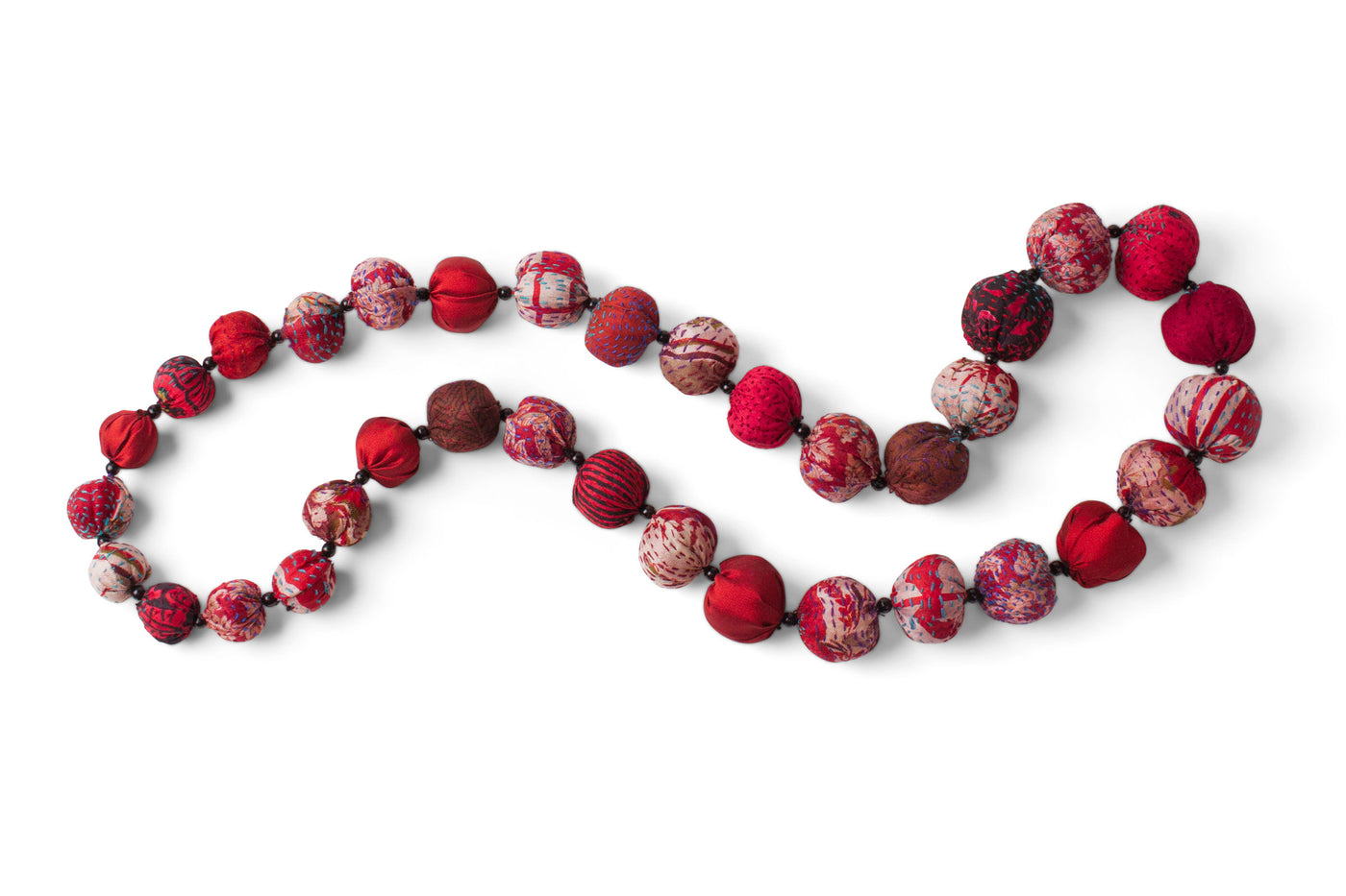 Vintage Silk Long Necklace in Red