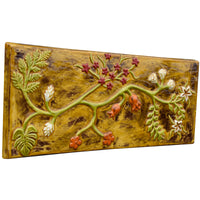 Vine Design Ceramic Art Wall Tile in Yellow Gloss Glaze