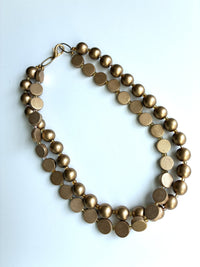 Golden Wood Bead Necklace