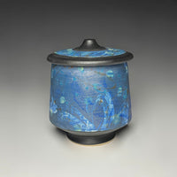Painterly Lidded Jar in Azure