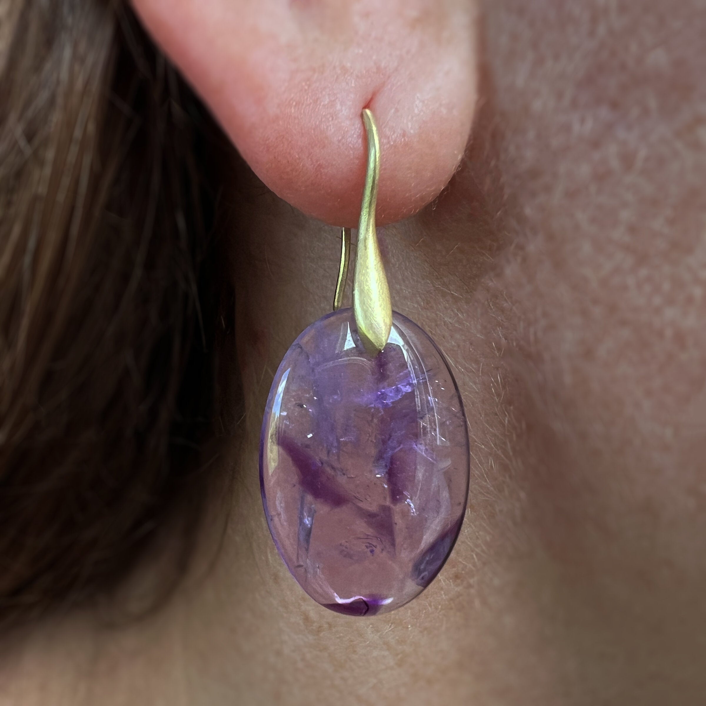 Oval Amethyst Formation Earrings