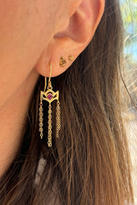 Wind Chime Garnet Earrings