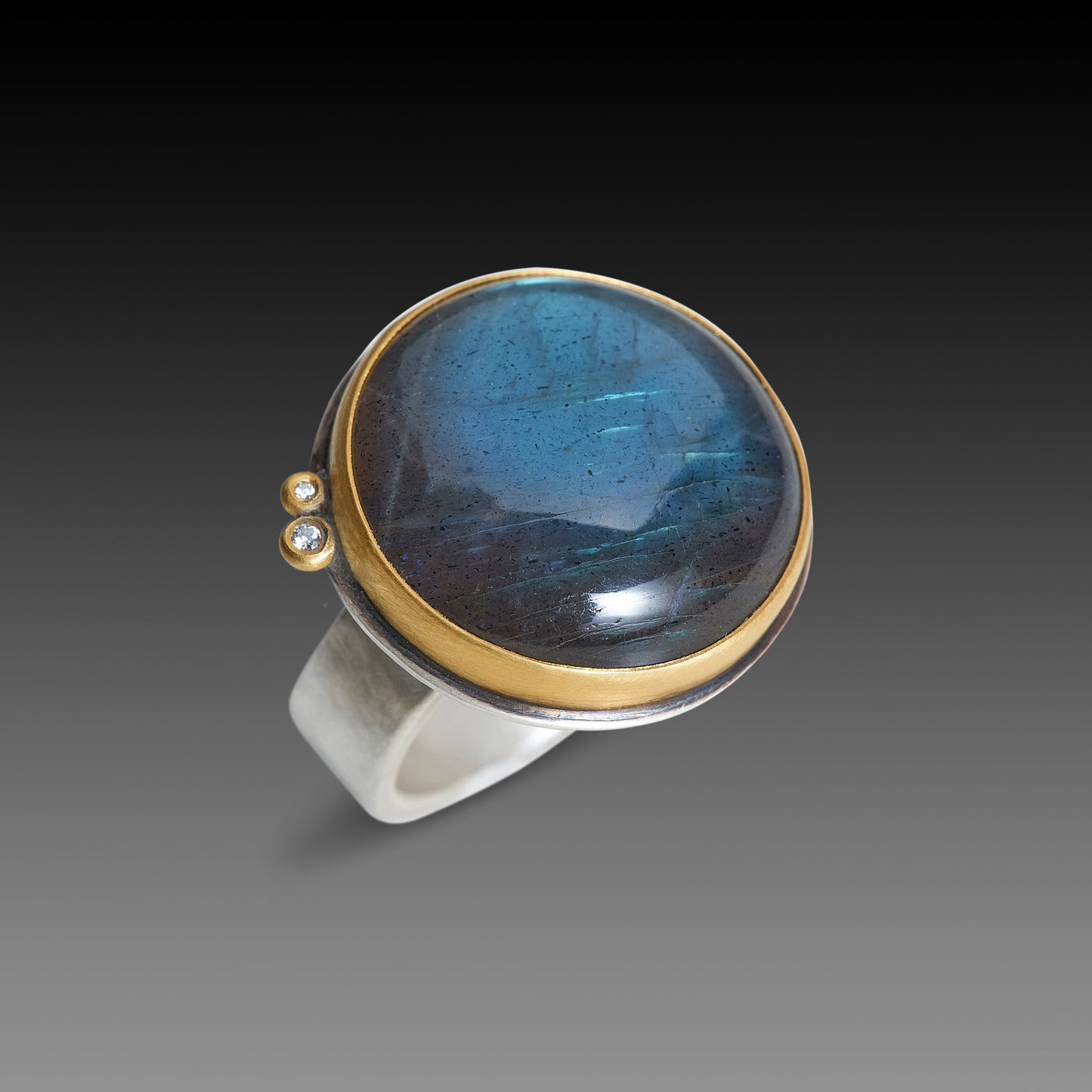 Smooth Round Labradorite Ring