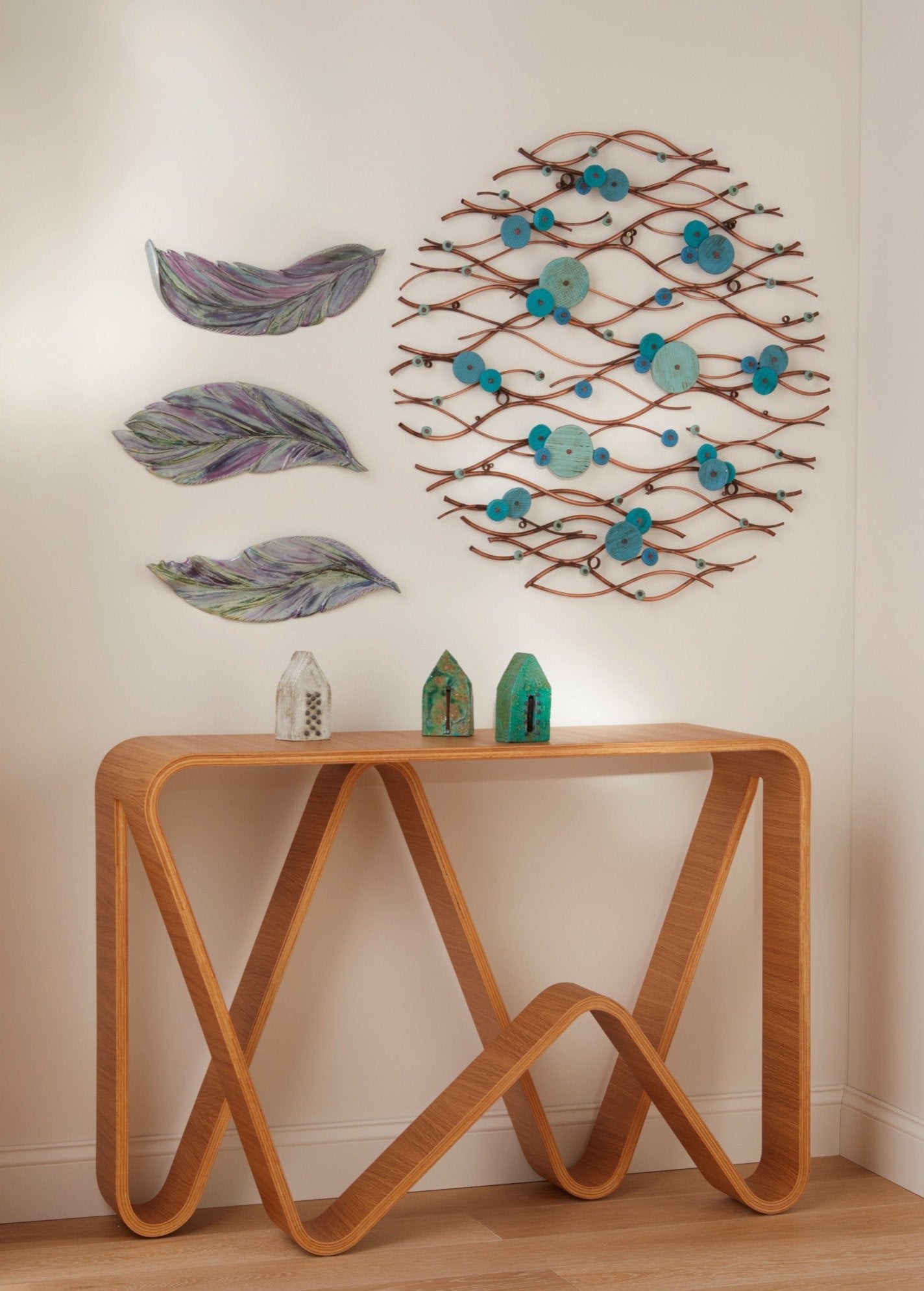 shown with wall sculpture by jan jacque, and wall sculpture by hannie goldgewicht