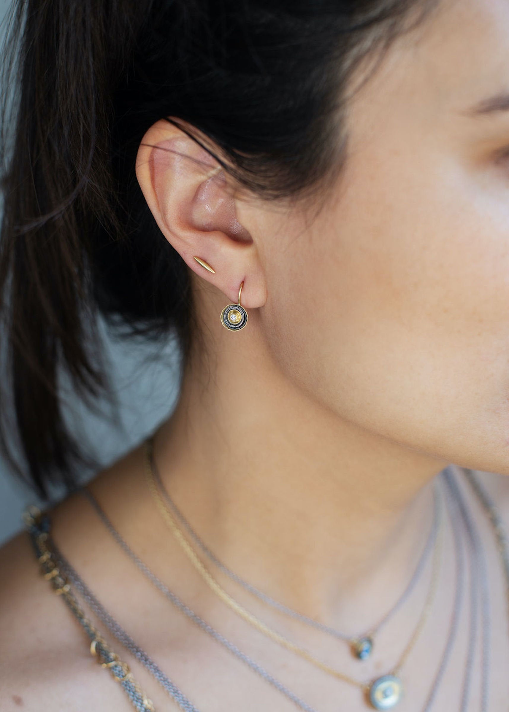 Mixed Metals and Diamond Birch Earrings
