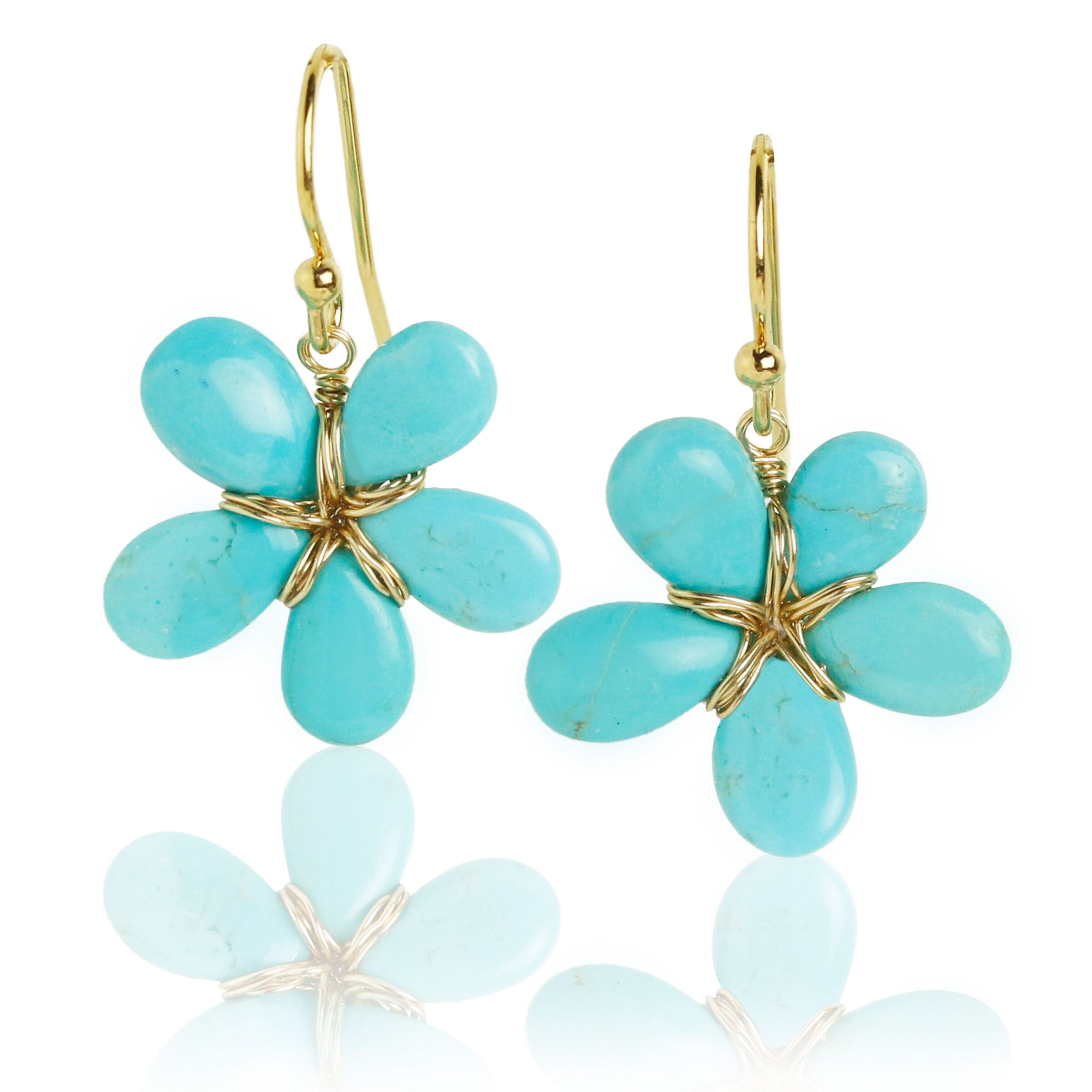 Sleeping Beauty Turquoise Flower Earrings