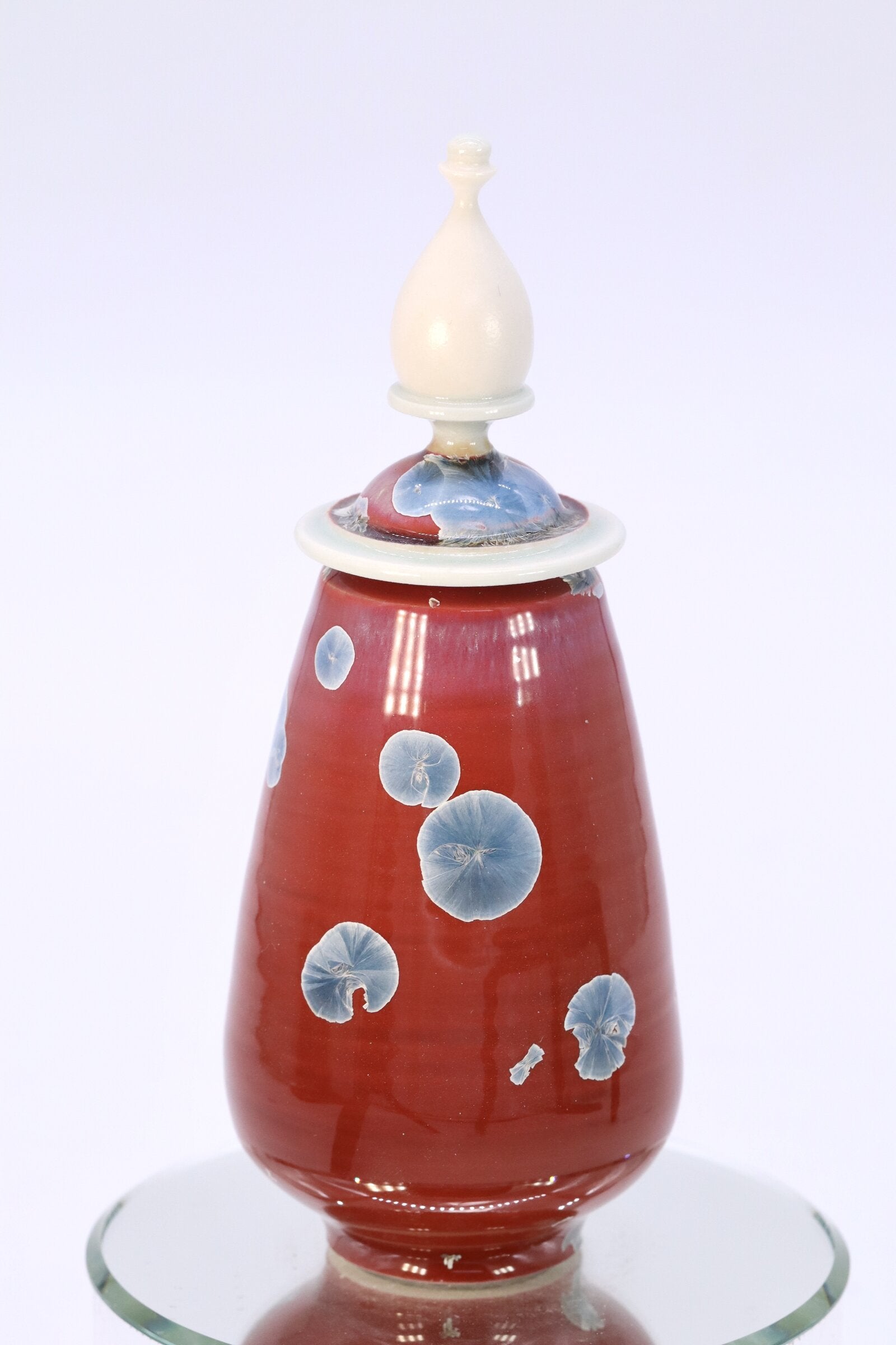 Miniature Crystalline Red and Blue Jar