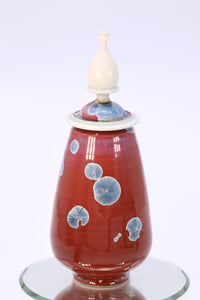 Miniature Crystalline Red and Blue Jar