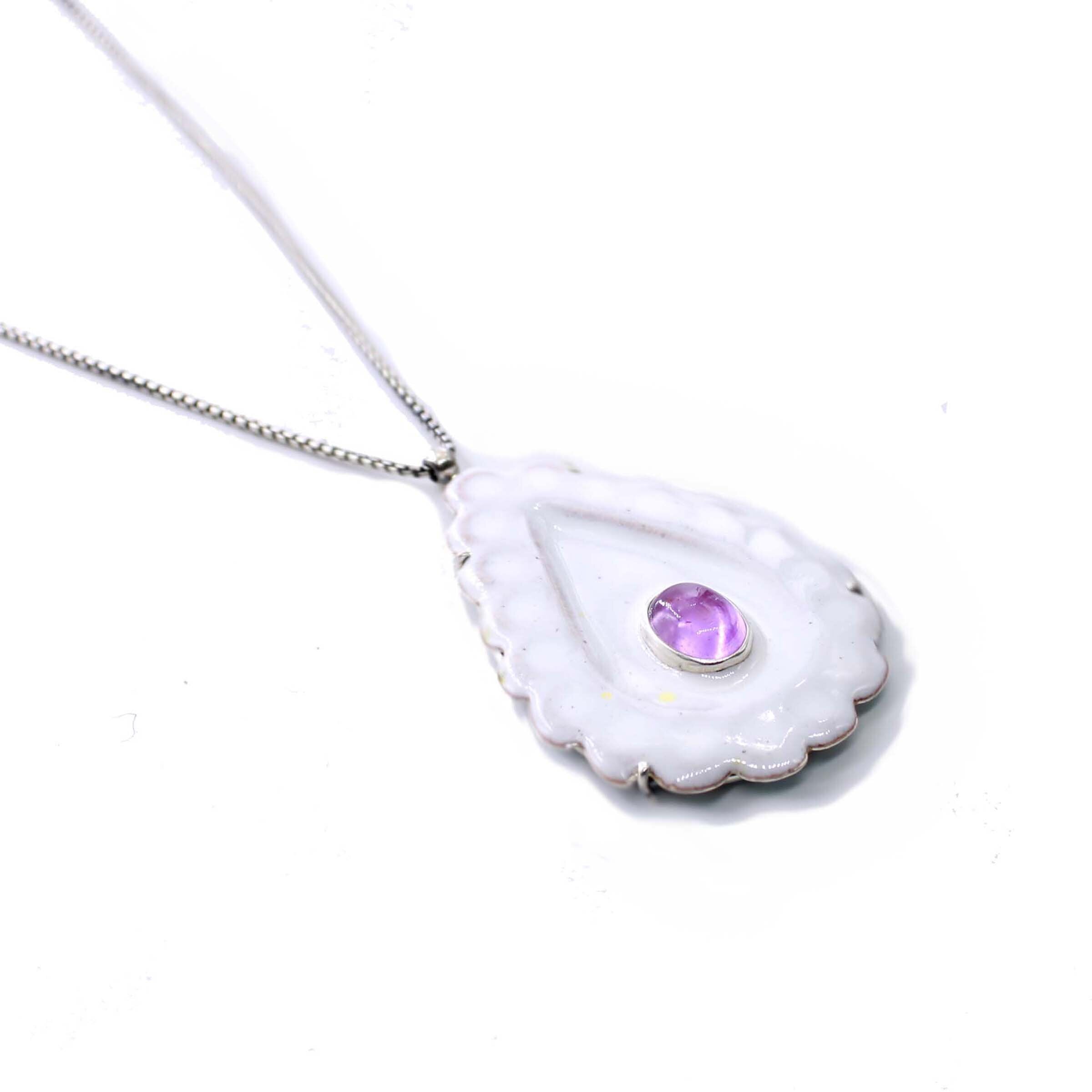White & Pink Enamel Pendant