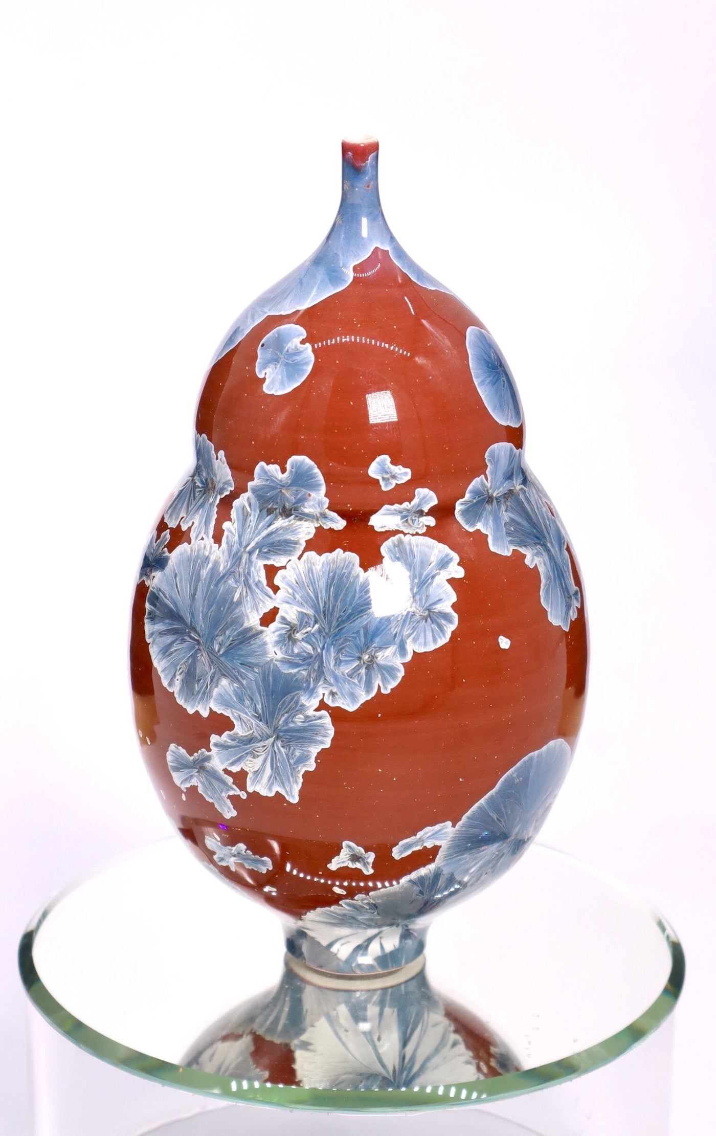 Miniature Crystalline Red & Blue Bottle