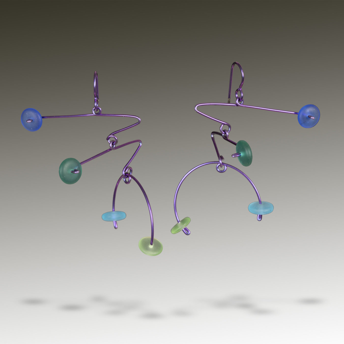 Royal, Turquoise, Aqua & Lime on Purple Niobium