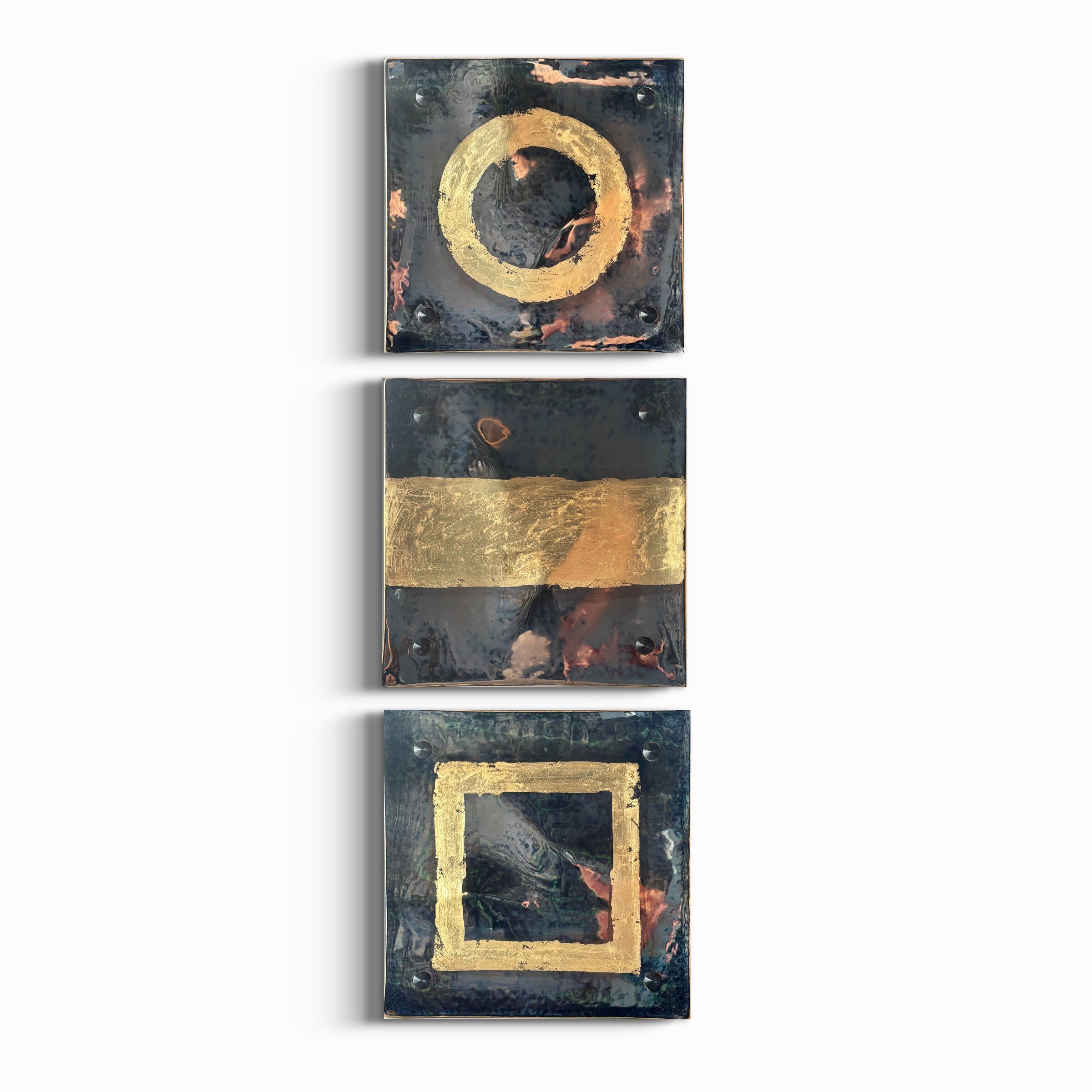 Palladium and Gold Circle Line Square Metallic Wall Square Set