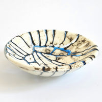 Cream and Blue Sculptural Glass Bowl - Resilience Series