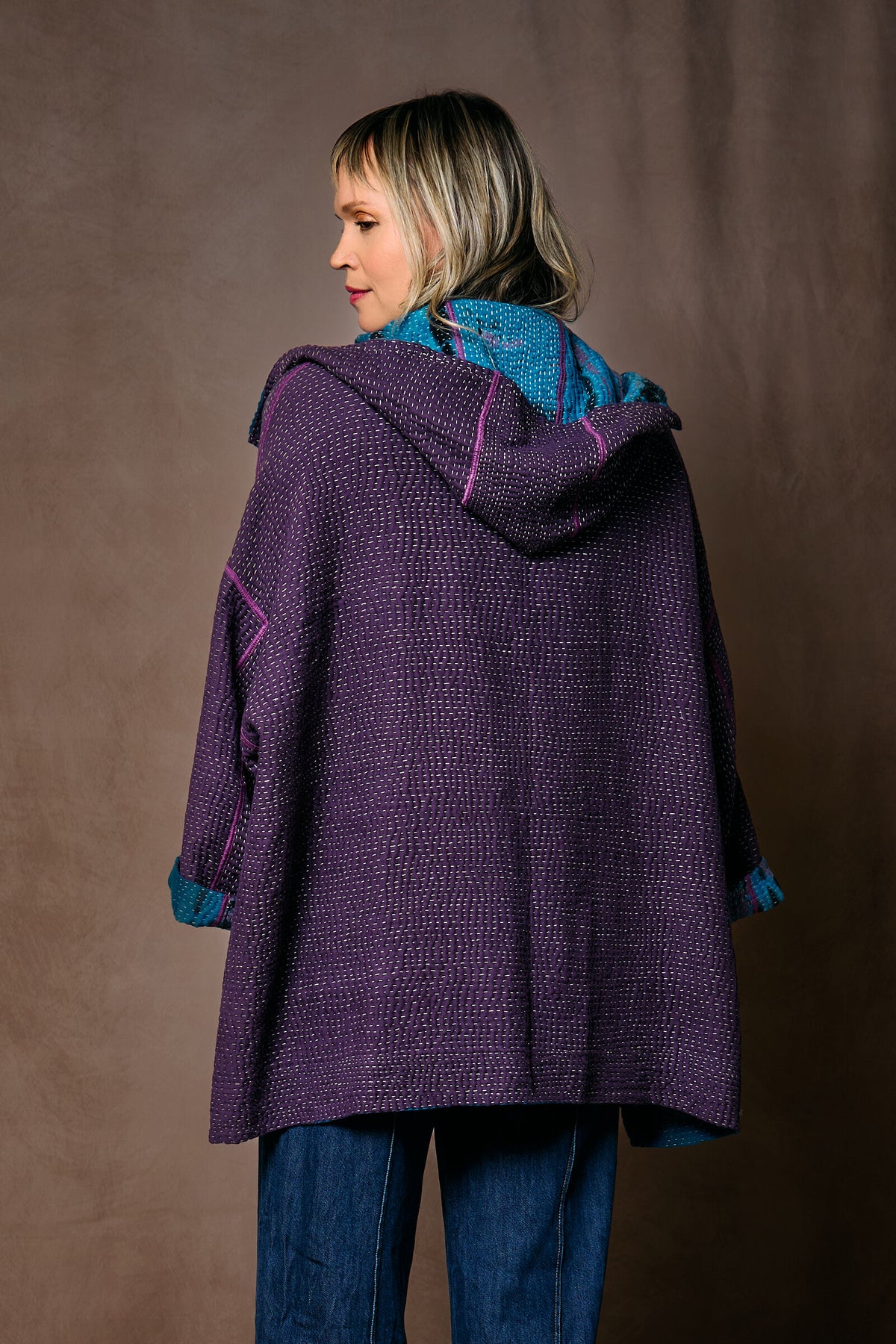 Kantha Hoodie Poncho
