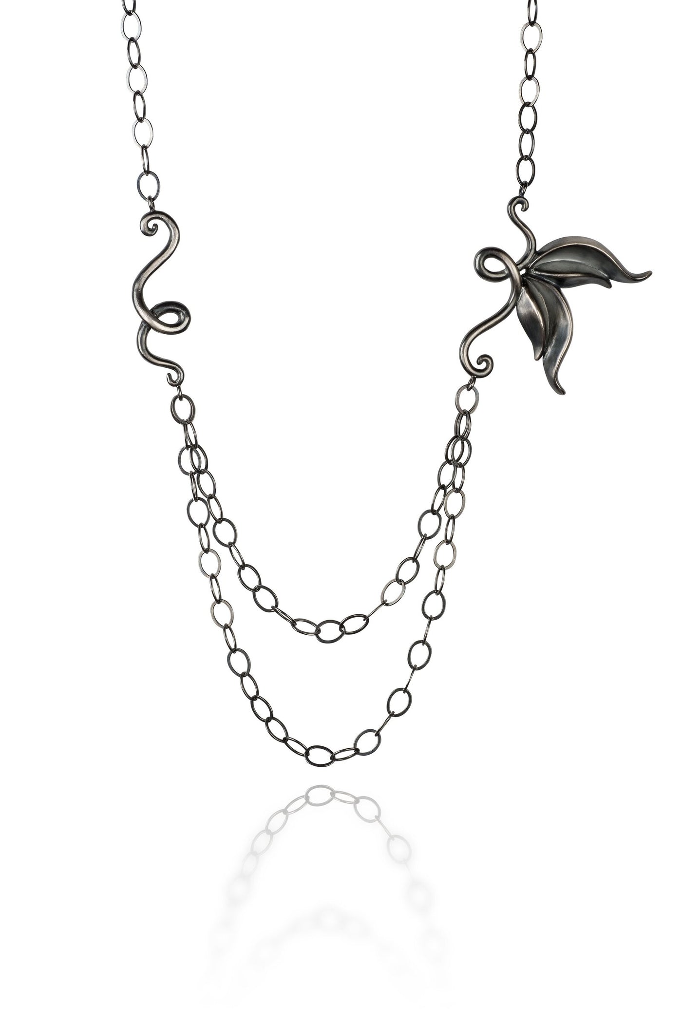 Double Leaf Swirl Necklace
