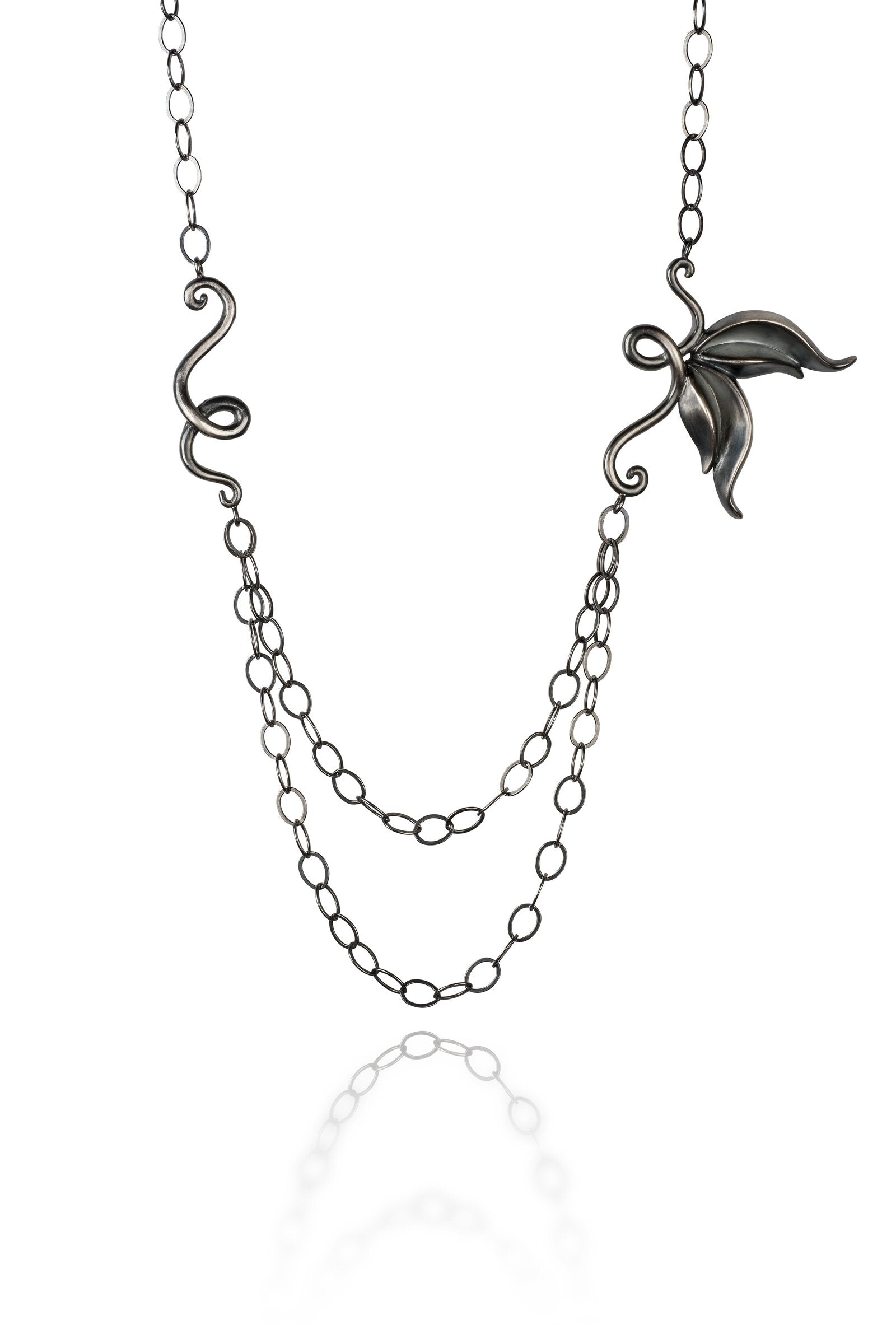 Double Leaf Swirl Necklace