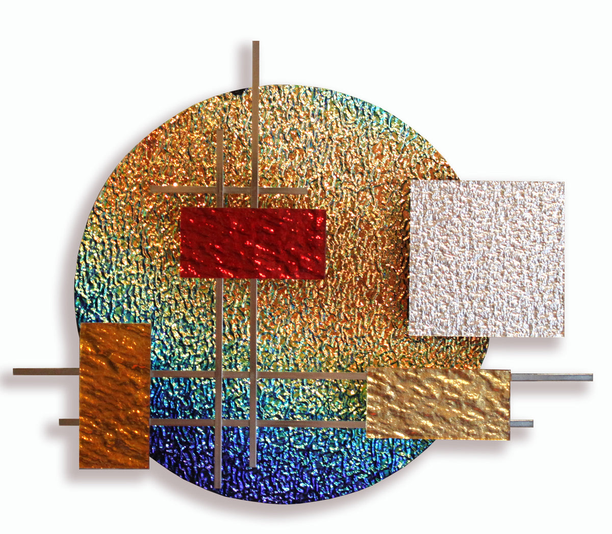 Dichro Glass and Metal Wall Sculpture