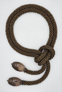 Petrified Whale Bone & Matte Brown Bead Rope