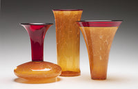 left to right: large long neck vase, cylinder vase, flared cone vase 