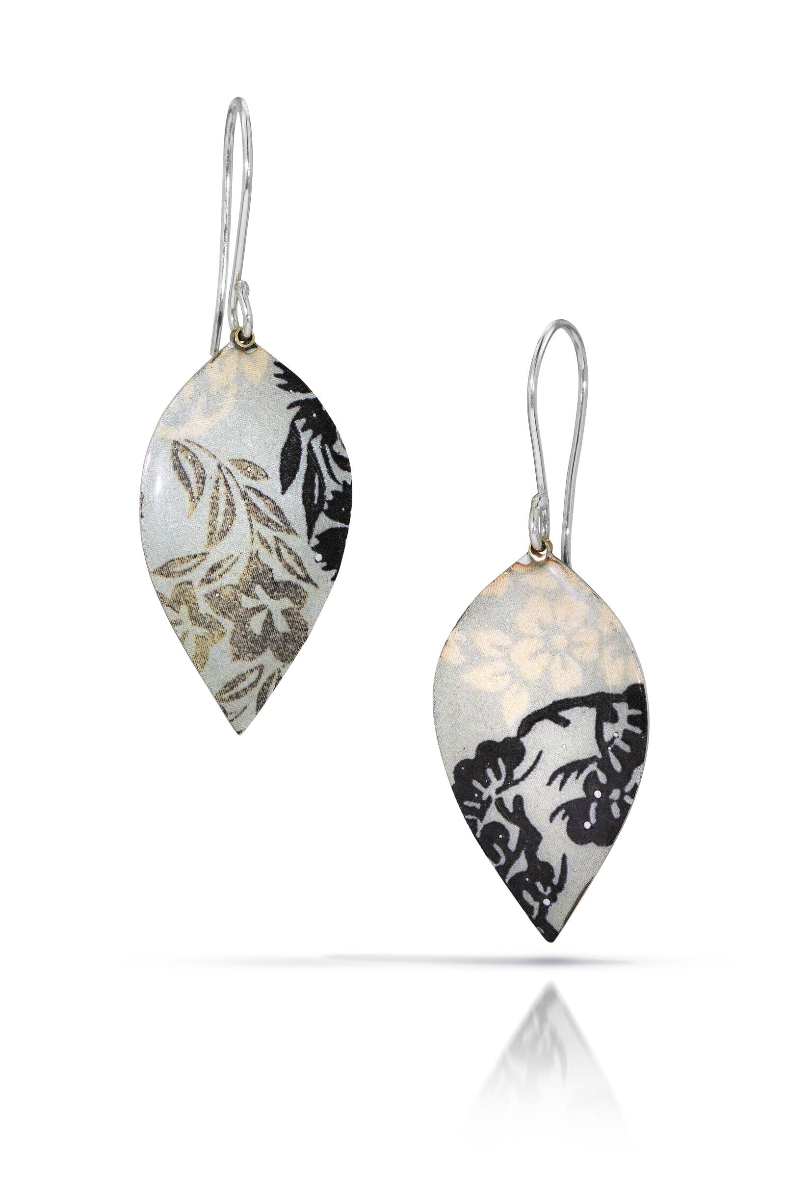 Black & Cream Kimono Petal Earrings