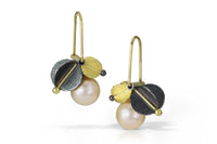 Gold and Silver Urban Cluster Earrings with Freshwater Pearl