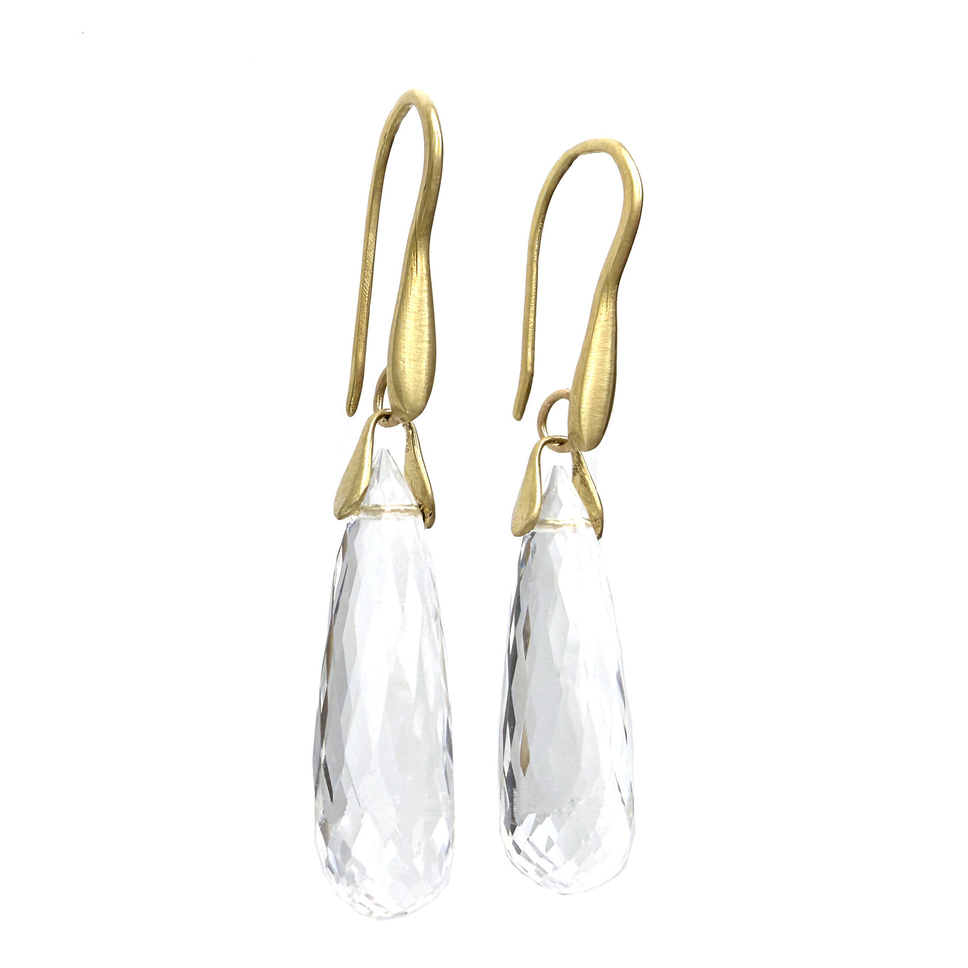 Rock Crystal Briolette Trapeze Earrings